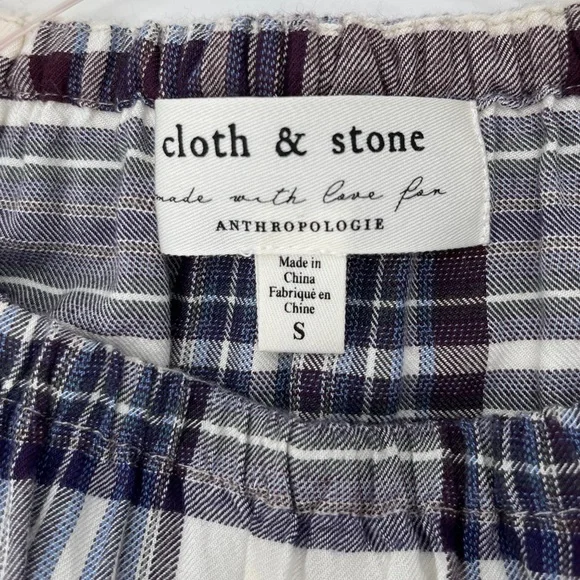 Anthropologie Cloth & Stone  Glacier Plaid Blouse - Size Small - Picture 10 of 10